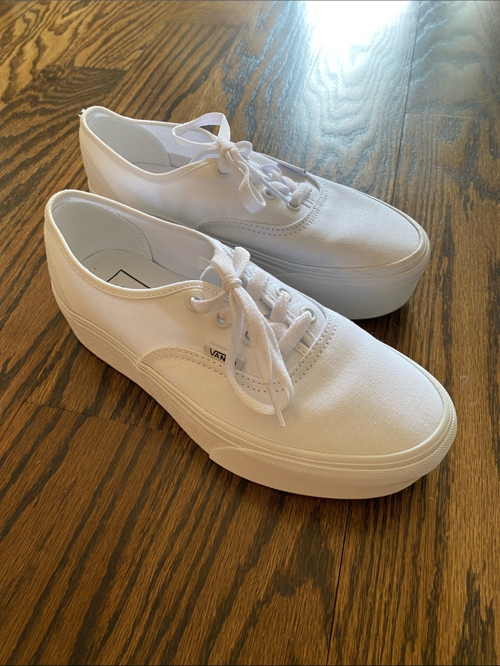 Vans White Platform Canvas Lace-Up Sneakers